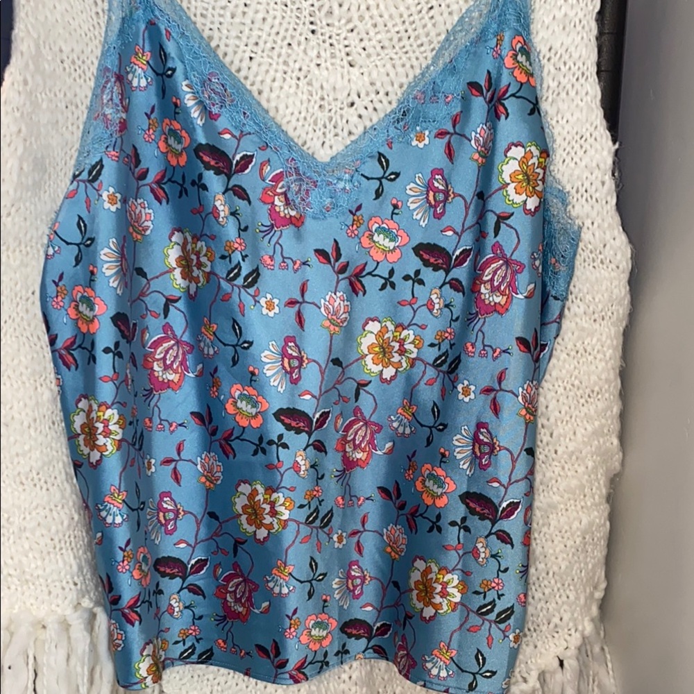 Victoria's Secret Floral Blue Two-Piece Sleepwear Set XL